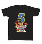 baby girl and baby boy 5th birthday number printed cotton t-shirt (4-5 Years, Black)