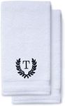 Decorative and Monogrammed Hand Towels for Bathroom Kitchen Makeup | Personalized Gift for Wedding-Bridal | Roman Font Custom Luxury Turkish Towel | Spa Collection, Oversized, 16 X 30 Inch, Set of 2