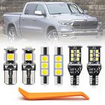 12pcs Super Bright 6000K LED Interior Lights Bulb for Dodge RAM 1500 2019 2020 2021 2022 5th Gen LED Map Dome Footwell Cargo Light Bulbs White LED Interior Light Bulbs Package + Install Tool