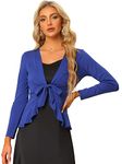 Allegra K Women's St. Patrick's Day Tie Front Metallic Ruffled Long Sleeve Open Cardigan Royal Blue 12