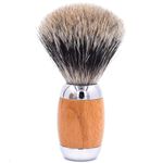 Taconic Shave's Extra Dense 100% 3-Band Pure Badger Luxury Shaving Brush with Deluxe Beechwood and Chrome Handle, Shaving Stand Included