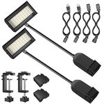 HitLights Trade Show Lights LED Display and Exhibit Arm Lighting, Connectable Tradeshow Lights Included Clamps, Mounting Brackets, Power Cables, Connect Cables (2pcs Black)