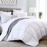 Kingsley trend California King Comforter Duvet Insert - All Season Quilted Ultra Soft Breathable Down Alternative Cal King Size Comforter, Box Stitch White Comforter with Corner Tabs, Cal-King 102x96