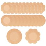 FAST-FX 40pcs Invisible Nipple Covers - Plum Shaped Round Self-adhesive Nipple Stickers, Natural Skin Color, Petal Pasties for Women