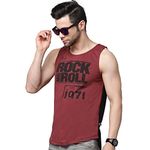 Rigo Stylish Cotton Printed Vest for Men | Round Neck, Slim Fit, Sleeveless T-Shirt Vest for Men | Casual Innerwear Sando for Men & Boys - Perfect for Workouts Gym, Vacations, and Beaches Maroon