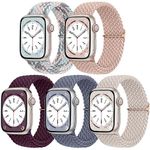 DaQin 5 Pack Stretchy Solo Loop Compatible with Apple Watch Band 40mm 38mm 41mm, Soft Nylon Elastic Braided Replacement Strap for Apple Watch Band iWatch Ultra Series 9 8 7 6 5 4 3 2 1 SE Women Men