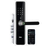 QUBO Smart Door Lock Ultra from Hero Group | 6-Way Unlocking | 5 Bolts | Fingerprint | Remote Unlocking via OTP | PIN | Access Card | Mobile App | Mechanical Key | 2 Years Brand Warranty | (Black)