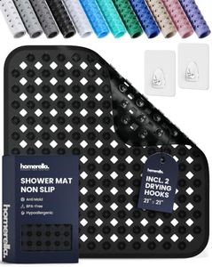 homerella Square Shower Mat Non Slip Anti Mold 21x21 Anti Slip Shower Mat