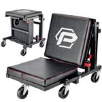 Powerbuilt 2-in-1 Rolling Creeper Seat Converts from High to Low Roller Seat, Fast, Tool-Free Conversion, Garage, Shop, Brake Jobs, Washing, Detailing, Maintenance, Thick Pad, 3-in. Casters - 240298