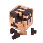 Gobus Wooden Magic Cube 54 Pieces T Shape Building Blocks Jigsaw Puzzle Brain Teaser Puzzle