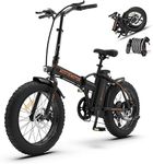 aostirmotor Folding Electric Bike 20" x 4.0 Fat Tire Electric Bike with 500W Motor 36V 13AH Removable Lithium Battery,Ebike for Adults (Black)