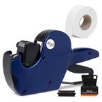 Perco Pro 2 Line Price Gun, 8 Digit 2 Line Price Label Gun Preloaded with Roll of 750 White Labels & Inker