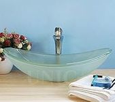 UNICPLUS, Oval Shape Frosted Glass Vessel Sink, Bathroom Glass Vessel Sink, BVG012