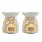 HwaGui - Ceramic Tea Light Holder & Wax Warmer, Aromatherapy Essential Oil Burner, Great Decoration for Living Room, 2pc