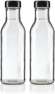 JUVITUS 12 oz Professional Clear Glass Thick Wall Sauce Bottle with Drip Resistant Flip Top Cap (2 Pack) for BBQ Sauce, Salad Dressings, more