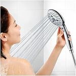 SunCleanse Shower Head, 7-Setting Handheld Shower Head with ON/Off Pause Switch, High Pressure 4.8" Showerhead with 1.5-Meter/59-Inch Shower Hose and Angle-Adjustable Shower Holder, Chrome