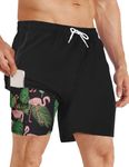 APTRO Mens Swim Trunks with Compression Liner 2 in 1 Swim Shorts 5 inch Inseam Quick Dry Bathing Suit Men with Lining Pockets MP265 L