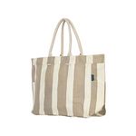 AQVA Stripe Printed Tote Bag for Women | Ladies Casual Handbag for Shopping, Travel with Top & inner Zip Pocket | Versatile Trendy Handbag for College Girls (Kraft)