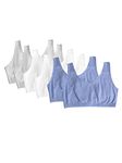 Fruit of the Loom Women's Built-up Sports Bra, Heather Gray/White/Heather Blue - Pack 6, 40 UK
