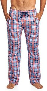 Balanced Tech Men's Woven Sleep Lounge Pajama Pants - Blue/Red - Small