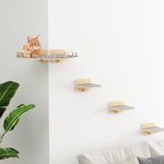 Megidok Modern Cat Wall Furniture, Cat Wall Shelves Fit Cat Up to 13Lbs with 3 Steps Cat Climbing Shelves, Cat Hammock,Floating Cat Shelves,Cat Wall Mounted Shelves and Perches,Gift for Cat