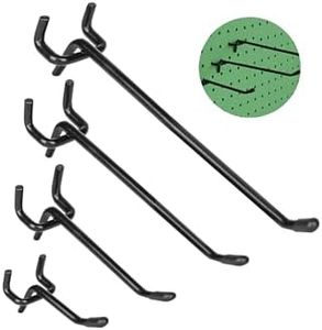 Hogurity 80 Pack 2/4/6/8 Inch Black Pegboard Hooks,Extra Thick 1/4" Heavy Duty Peg Board Hooks for Hanging, Pegboard Accessories for Garage, Kitchen, Gym, Store Wall Organizer