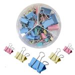 Binder Clips Assorted Sizes 82 Pack, Mulitcolor, Mini, Small, Medium, Binder Paper Clips, Fold Clamp, Office Supplies, Desk Supplies, with Plastic Box