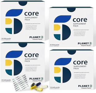 Planet 3 Vitamin Packs, Daily Vitamins for Both Men & Women, Energy, Immune & Heart Support | Multivitamin, Vitamin D, Omega 3, Probiotics, Biotin, B12 & More | Core Supplements | 120 Daily Packs