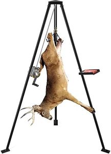 YITAMOTOR 600lbs Tripod Game Hoist for Hunting, Deer Hanger for Skinning Rack,Deer Cleaning Tripod Hoist Kit with Gambrel,Winch,Table,Black