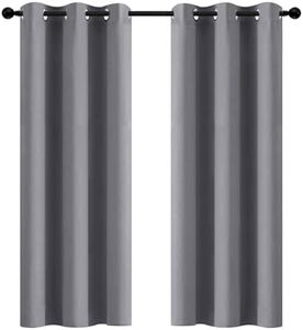 Yakamok Room Darkening Gray Blackout Curtains Thermal Insulated Grommet Curtain Panels for Bedroom, 42W x 72L, Grey, 2 Panels