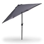 SA Products 2.7M Garden Parasol Grey - Outdoor Umbrella with UV50+ Protection for Garden, Patio Beach, Deck & Pool - 38mm Steel Pole, 6-Rib Tilting Sunshade with Crank Handle - Portable & Easy to Open