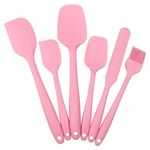 Lychico Silicone Set (6 Piece), Food Grade Rubber Spatulas for Baking, Cooking, and Mixing High Heat Resistant Non Stick Dishwasher Safe BPA-Free, Pink