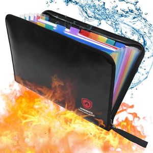 Fireproof Accordion File Organizer,Important Document Organizer,end of Life Planner Organizer Binder，Expanding Portable fire Proof Document Bag，Waterproof Folio Holder File folders for A4 Paper