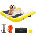 Inflatable Dock Platform for Dog, Large Pup Plank Float Floating Ramp Ladder Up to 220 lbs Dog Water Ramp, Non-Slip PVC Pet Boat Platform for Pool, Dock, & Lake