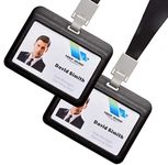 2 Sets Horizontal ID Badge Card Holder Employee School Student Name Card Holder