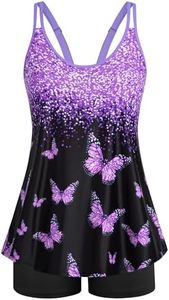 Arolina Womens Tankini Bathing Suits Two-Piece Full Coverage Summer Swimsuit Plus Size Bathing Suit Purple Butterfly 16W