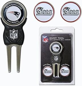 Team Golf NFL New England Patriots Divot Tool Pack With 3 Golf Ball Markers Divot Tool with 3 Golf Ball Markers Pack, Markers are Removable Magnetic Double-Sided Enamel