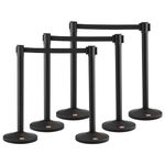 VEVOR Crowd Control Stanchion, 6-Pack Crowd Control Barrier, Carbon Steel Baking Painted Stanchion Queue Post with 3PCS 6.5FT Retractable Belt & Fillable Base, Belt Barrier Line Divider, Easy Assembly