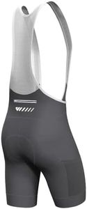 Lo.gas Cycling Bib Shorts Men Cycling Shorts with Shoulder Straps Bike Biking with Pockets 4D Padding Breathable Quick-Dry Grey Large