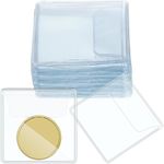 Fainne 50 Pcs Single Pocket Coin Sleeves Collector Individual Clear Plastic Sleeves Holder Small Coin Holder Plastic Coin Pouch Single Coin Protector for Coins Jewelry Storage(Square, 2.2 Inches)