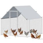 PawHut Metal Chicken Coop, Walk-in Large Chicken Run Outdoor, Poultry Cage for 4-6 Hen, Duck, Rabbit with Water- and UV-Protection Cover, for Backyard, Garden, 6.6'x6.6'x6.6'