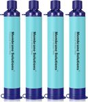 Membrane Solutions Water Filter Straw, 0.1 Micron Personal Water Filter Survival Portable Gear, NSF/ANSI 42&372&401 certificated, for Camping, Hiking, Travel, Emergency Preparedness, Blue, 4 Pack
