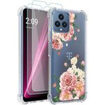 Osophter for Revvl 6 5G Case,Revvl 6X 5G Case Flower Floral for Girls Women with 2pcs Screen Protector Shock-Absorption Flexible TPU Rubber Phone Cover for T-Mobile Revvl 6 5G(Big Rose Flower)