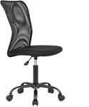 Office Chair Mesh Chair Ergonomic Computer Chair Cheap Chair No Arms Height Adjustable Swivel Chair with Lumbar Support for Office, Home, School (Black