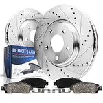 Detroit Axle - Front Brake Kit for 2006-2018 Dodge Ram 1500, 07-09 Durango Chrysler Aspen, 2019-2024 Ram 1500 Classic, Drilled & Slotted Disc Brake Rotors Ceramic Brakes Pads Replacement
