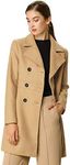 Allegra K Women's Double Breasted Notched Lapel Long Winter Coats Camel Large