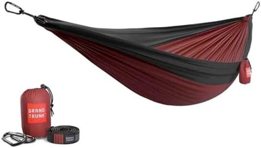 Grand Trunk Double Deluxe Parachute Nylon Hammock - 500lb Capacity Camping Hammock, 10.5x6.5ft, Lightweight & Durable (Crimson/Charcoal)