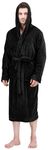 NY Threads Mens Hooded Fleece Robe - Plush Long Bathrobes (Large-X-Large, Black)