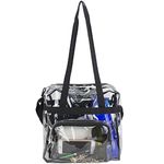 Eastsport Clear Bag Stadium Approved Tote Crossbody Shoulder Messenger Strap for Sports Concert Work Events See Through, Black, One Size