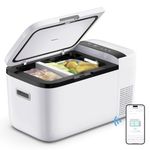 ICECO GO20 Dual Zone Portable Refrigerator, Separate Control, 21 Quart/20 Liter, DC & AC, 0℉ to 50℉, with Secop Compressor, Mini Fridge Cooler Refrigerator for Outdoor, Home Use, White